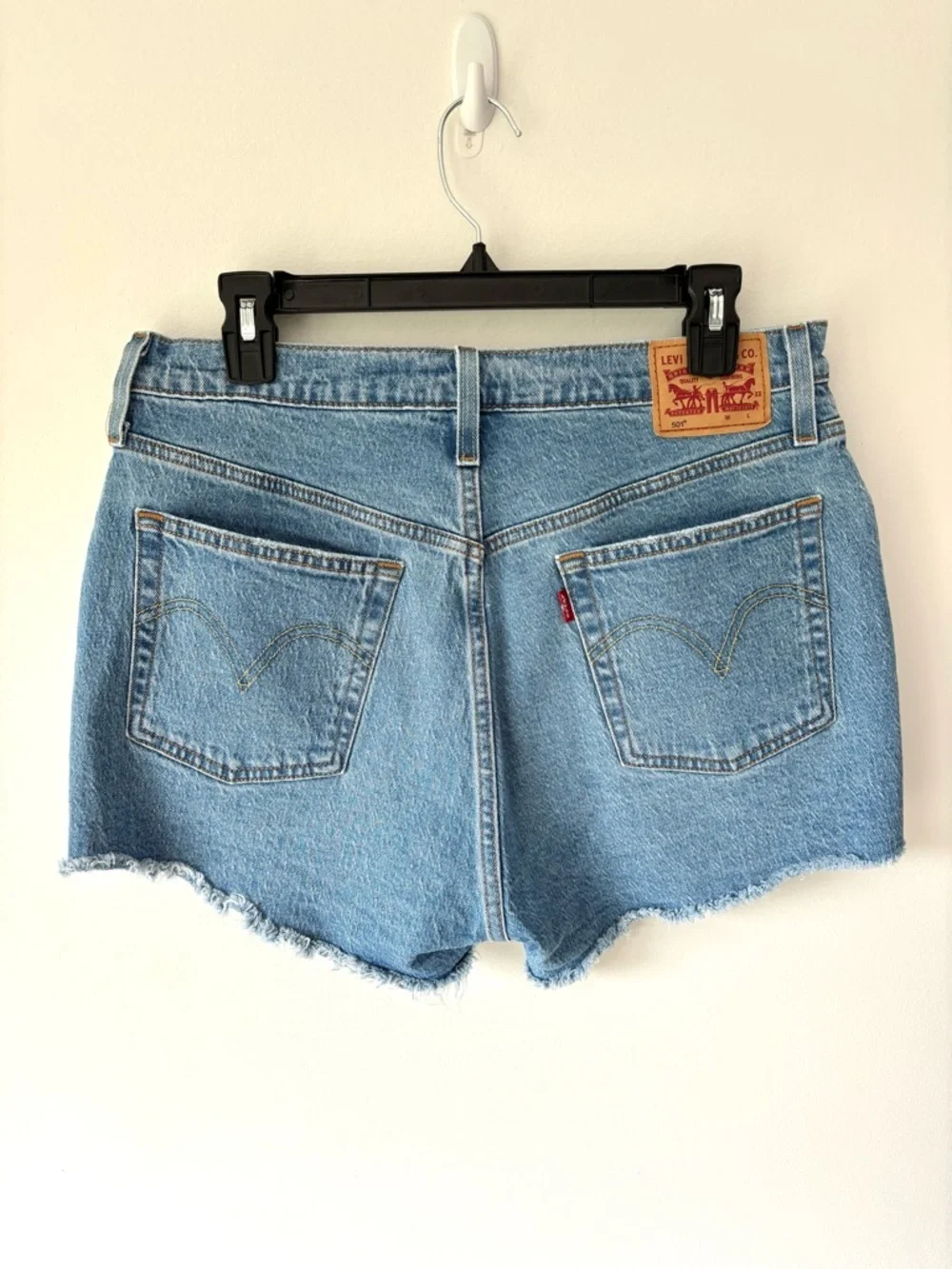 Levi’s 501 Jean Shorts Light Wash Denim Button Fly Distressed High Waist